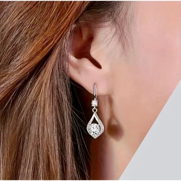 Sparkly Silver Drop Earrings - Picture 2 of 4